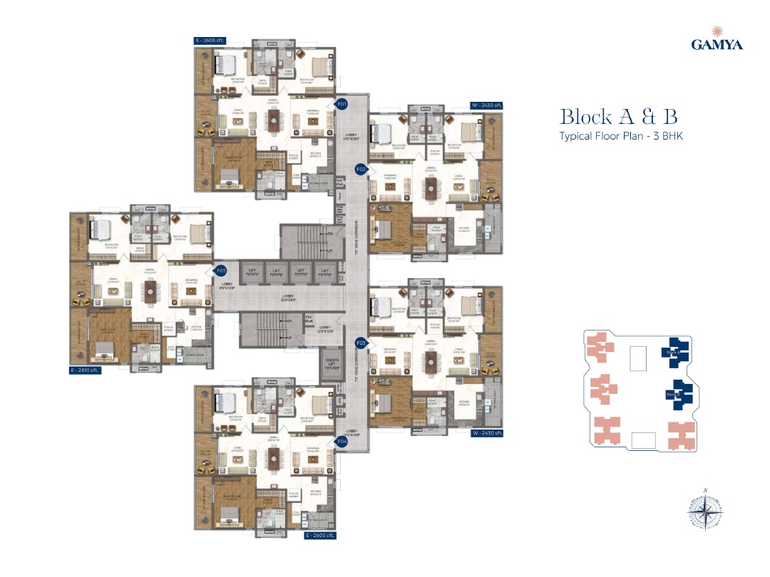 3 BHK Luxury Floor Plan